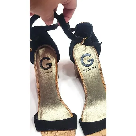 G by Guess Shantel chunky heel black sandals women's 6.5 - Picture 3 of 9
